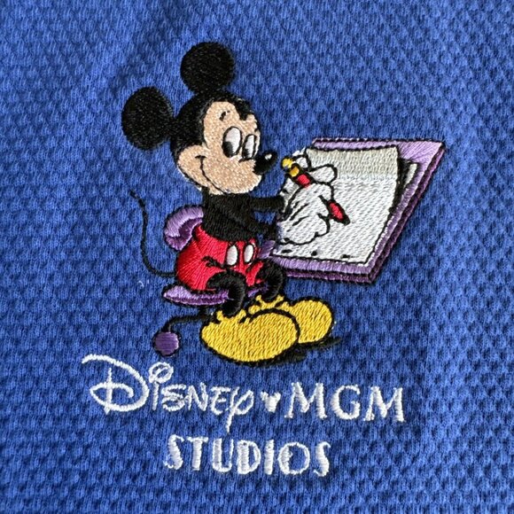RARE Vintage 90s DISNEY MGM STUDIOS MICKEY MOUSE POLO‎ SHIRT MENS Sz M Blue - Picture 3 of 9